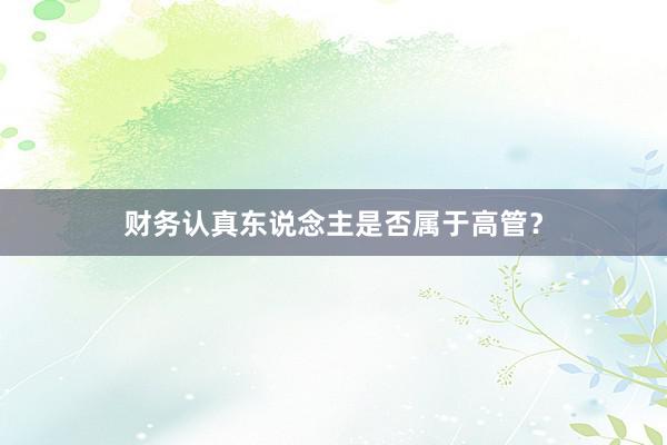 财务认真东说念主是否属于高管？